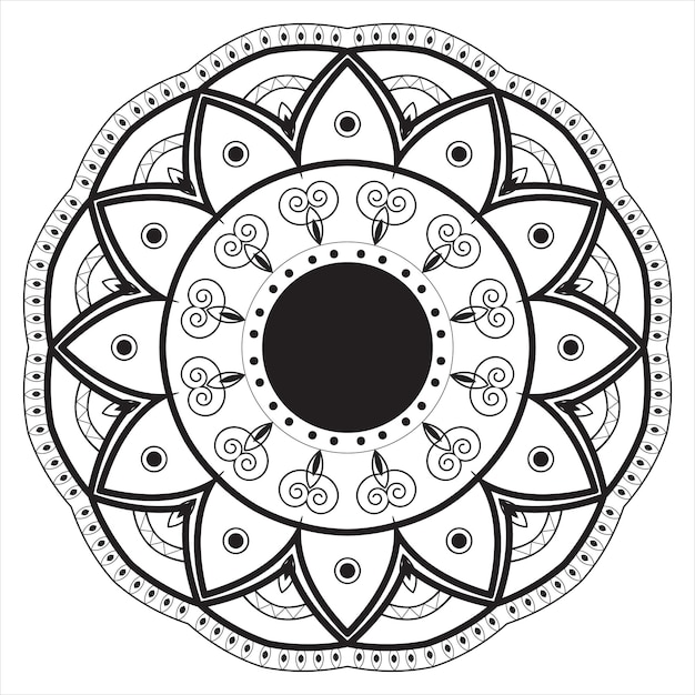 Intrincado Mandala Line Art obra maestra en blanco y negro