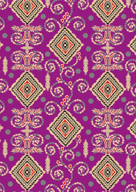 Intrincado motivo de diamante Ikat para el diseño de telas y textiles