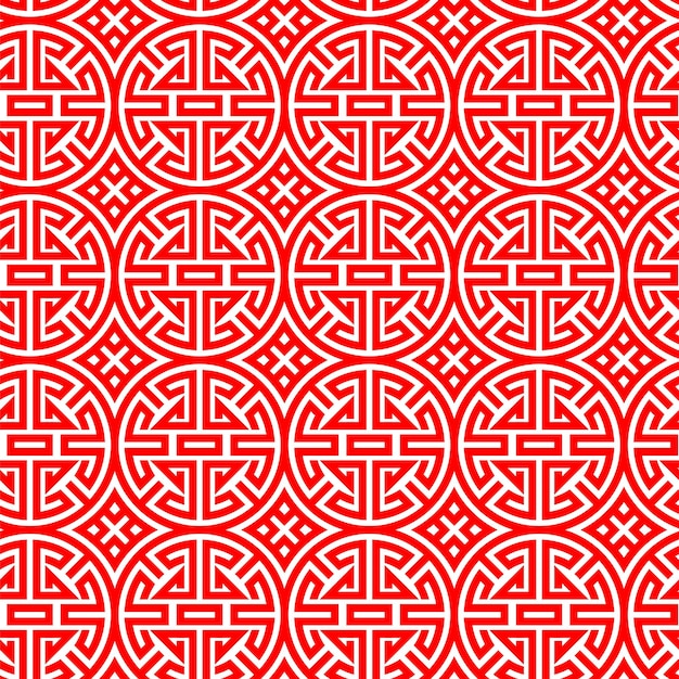 Intrincado patrón de nudo chino rojo con simetría geométrica patrón sin costuras