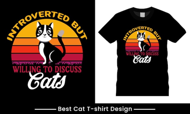 introvertido pero dispuesto a discutir el gráfico vectorial de diseño de camisetas de gatos graciosos.