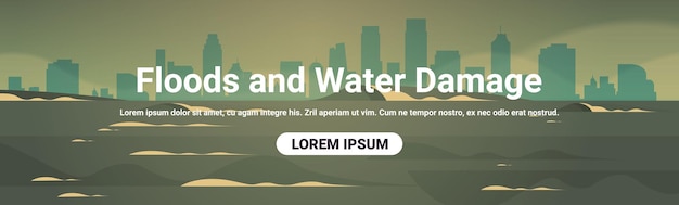 Inundación global cataclismo natural agua desastre daño concepto dañado paisaje urbano fondo