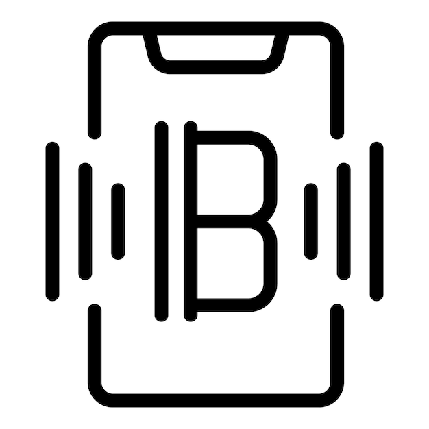 Inversión de Bitcoin en el icono de la aplicación móvil Vector de esquema Plataforma digital de negociación