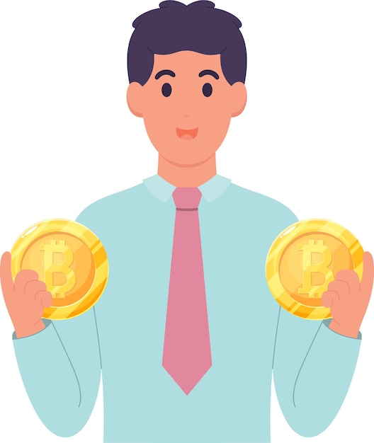 Inversión de dinero digital de tecnología de criptomonedas y blockchain y comercio de ilustraciones de concepto de bitcoin