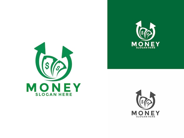 Inversión de dinero con plantilla de diseño de logotipo de flecha Vector de logotipo Growth Up Icono de diseño de Logotipo de dinero
