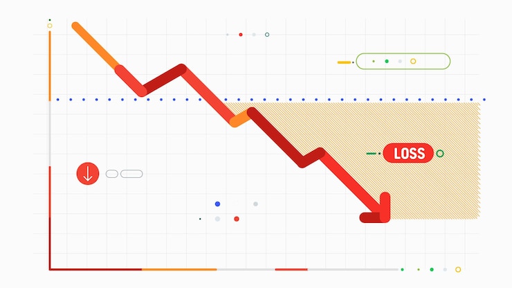 Vector inversión empresarial comercio de acciones hacia abajo tendencias económicas gráfico gráfico estadísticas del mercado de valores