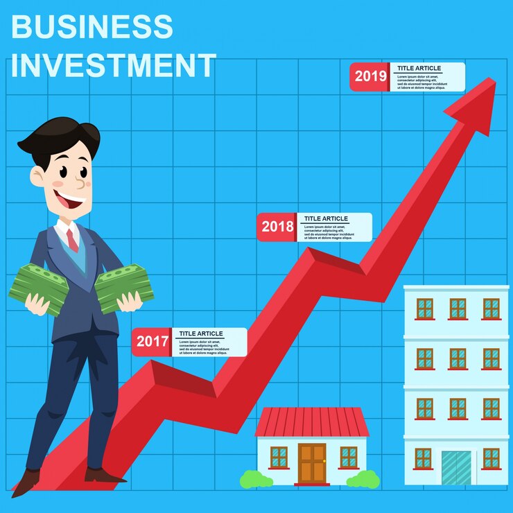 Vector inversión empresarial infografía con empresario