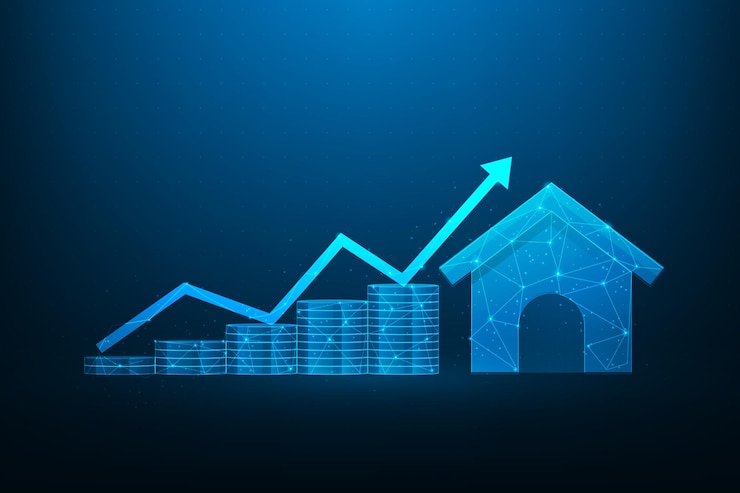 Vector inversión de ingresos comerciales y crecimiento de la pila de monedas con tecnología doméstica finanzas y bienes raíces