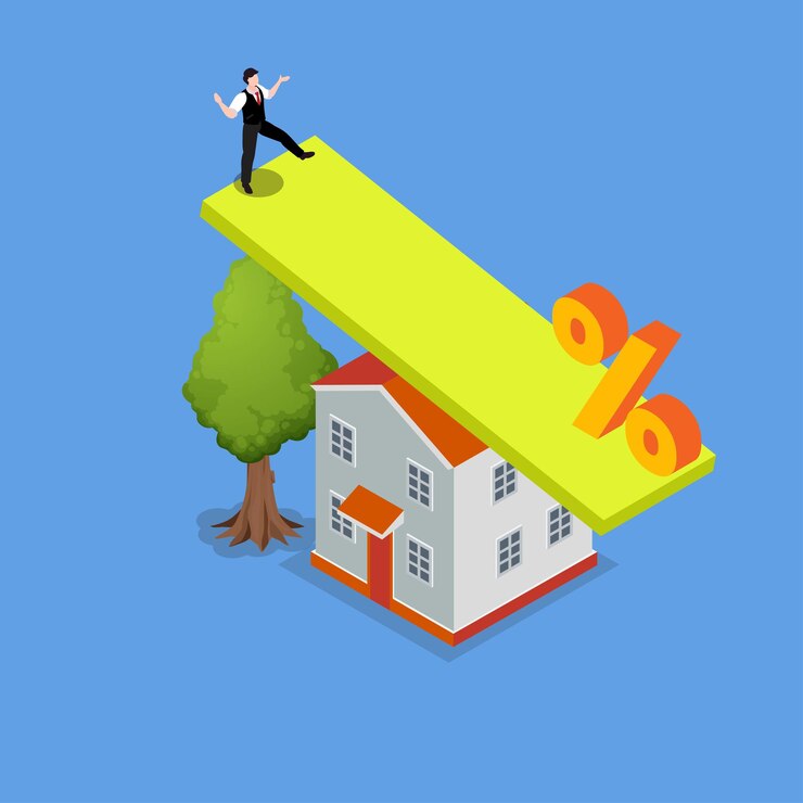 Vector inversión inmobiliaria precio de la vivienda hipoteca sube caída