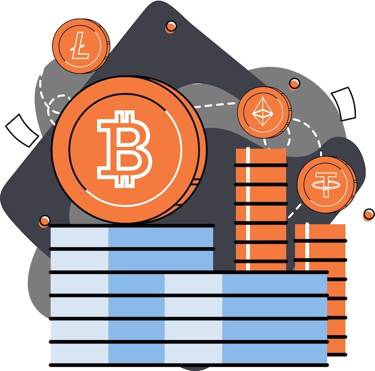 Vector inversión en sistema de pago digital en criptomoneda pilas de bitcoin litecoin ethereum tether