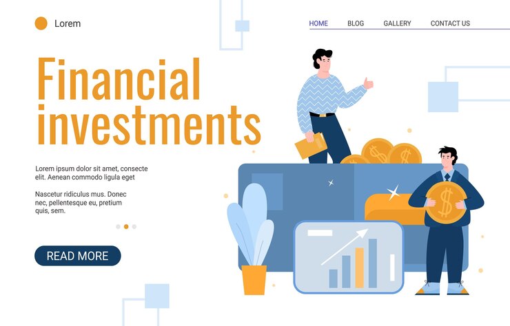 Vector inversiones financieras y concepto de inversión para la ilustración vectorial plana del sitio web