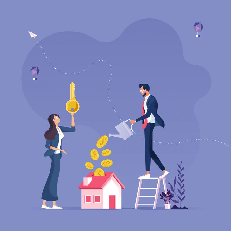 Vector invertir en concepto inmobiliario