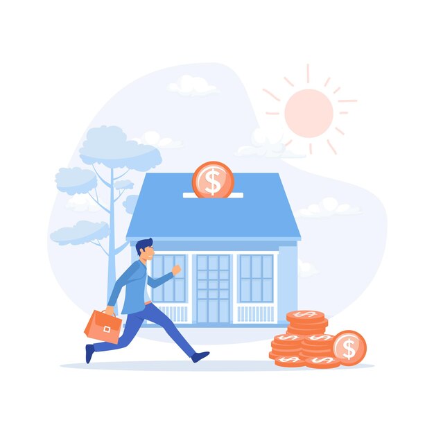 Invertir dinero en bienes raíces Propiedad vector plano ilustración moderna