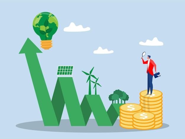 Invertir en empresas con gráfico de crecimiento para el concepto de problemas ESG o ecológicos
