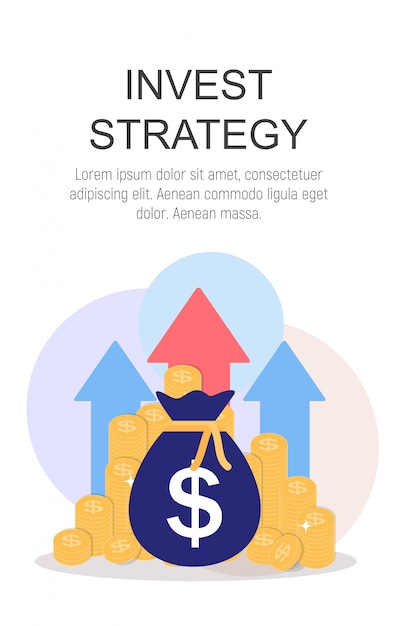 Invertir estrategia concepto fondo plano. ilustración
