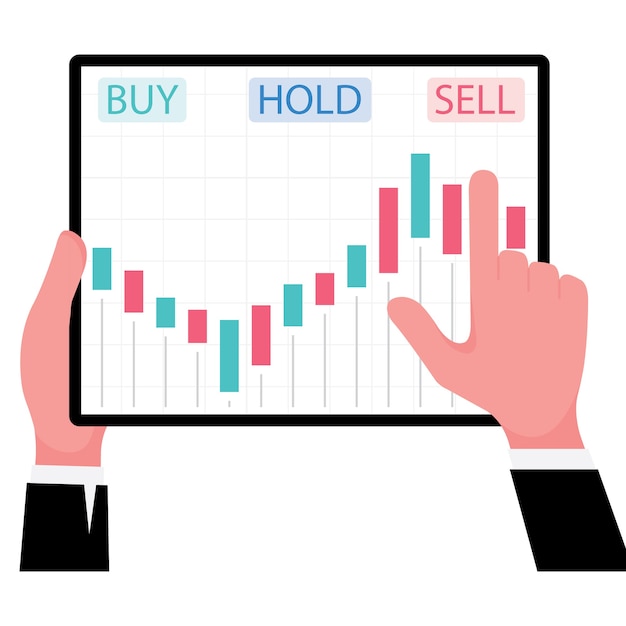 Invertir en el mercado de valores, la gente señala el gráfico en la pantalla