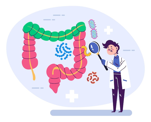 Investigación del diagnóstico de los intestinos concepto de medicina de las infecciones