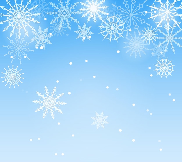 Invierno fondo azul con copos de nieve
