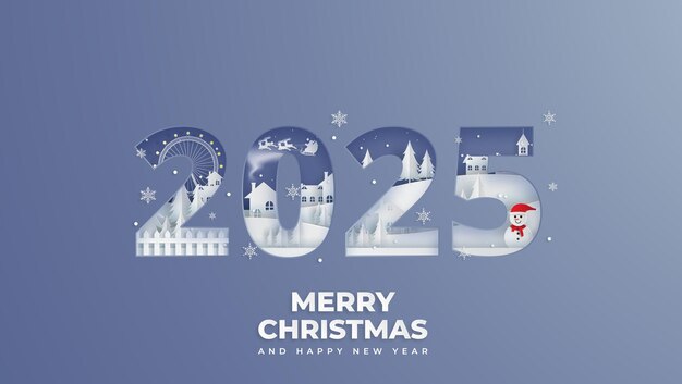 Invierno Nieve Campo urbano Paisaje Ciudad Aldea Feliz año nuevo 2025 y Feliz Navidad
