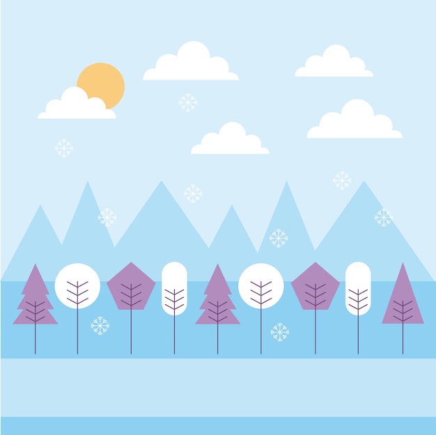 invierno paisaje nevadas montañas árboles cielo