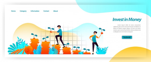 Invierta activos financieros en efectivo y haga crecer su negocio con planificación, préstamos e inversiones de capital para obtener un beneficio creciente. Plantilla web de página de aterrizaje