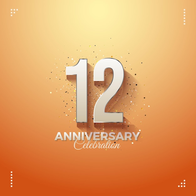Invitación del 12.º aniversario con números en relieve y sombreados.