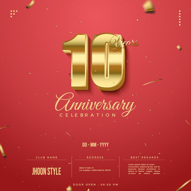 Invitación del 17 aniversario de la edición dorada con fecha y nombre del lugar