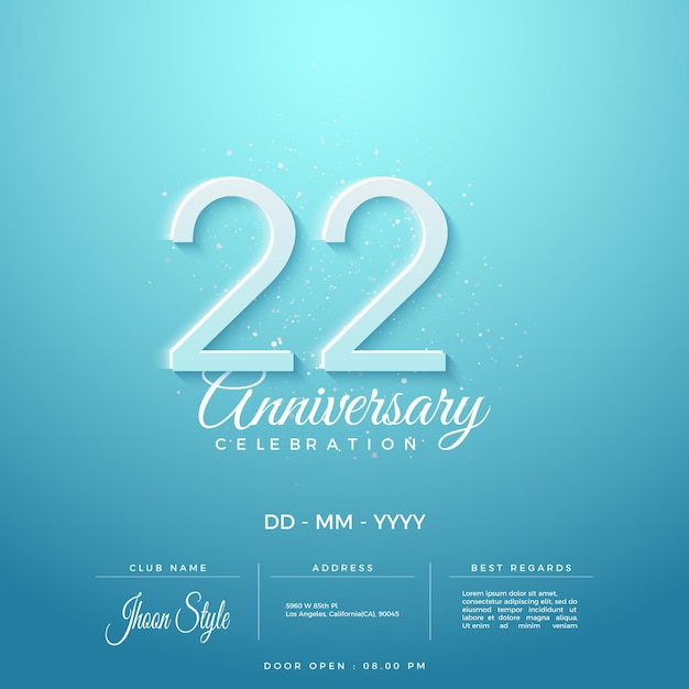 Invitación del 22 aniversario con diseño simple
