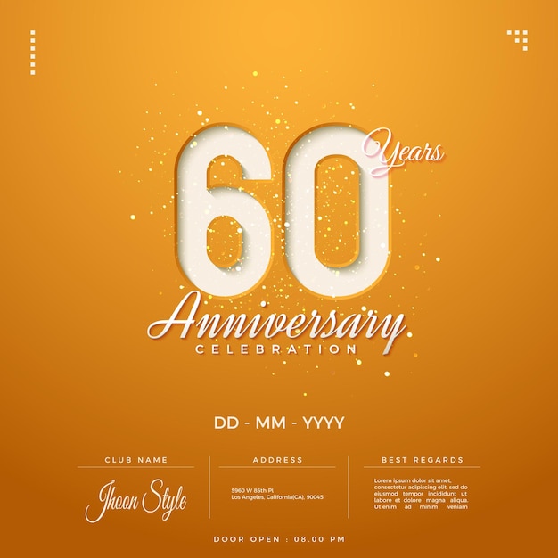 Invitación del 60 aniversario con números de papel cortado