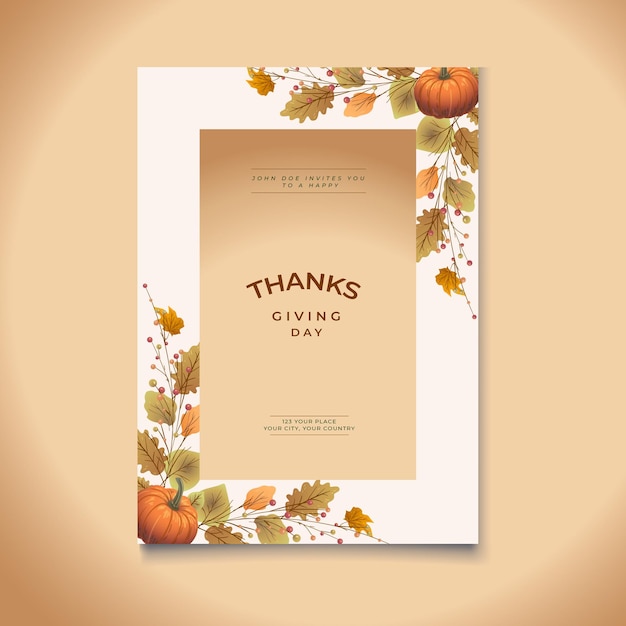 Invitación de acción de gracias con fondo floral día de acción de gracias fondo de acción de gracias otoño lea