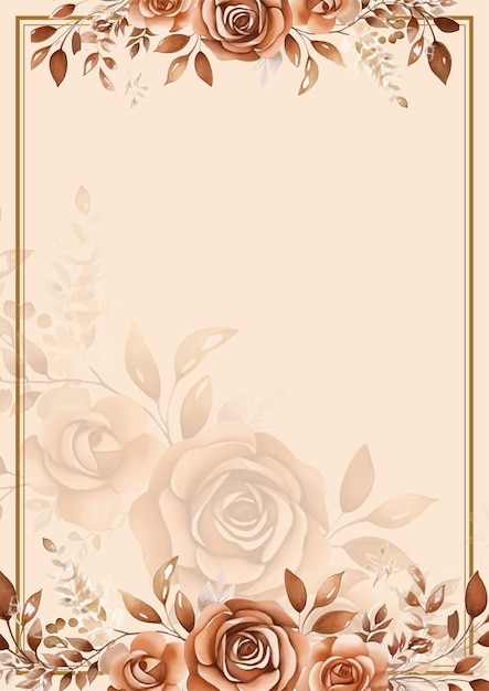 Invitación de acuarela de fondo moderno beige con flores y flores