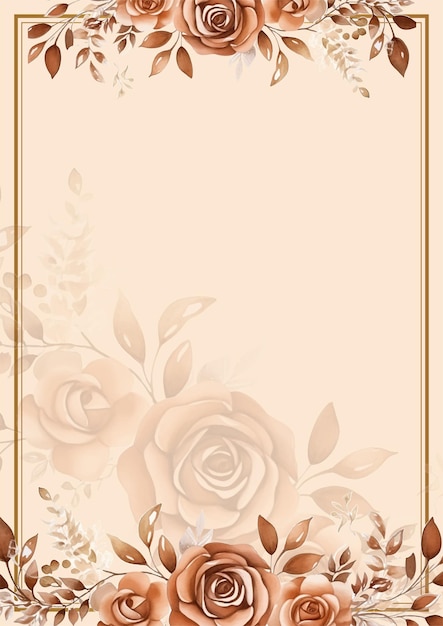 Vector invitación de acuarela de fondo moderno beige con flores y flores