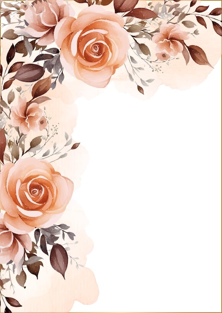 Invitación de acuarela de fondo moderno de melocotón con flores y flores
