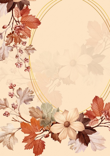 Invitación de acuarela moderna de fondo marrón y beige con flores y flores