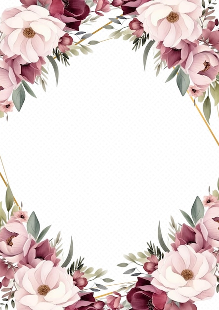 Vector invitación de acuarela moderna de fondo rosa blanco y rojo con flores y flores