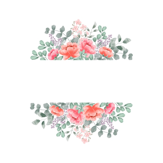 Invitación de acuarela de vegetación rosa con bordes de flores marcos fondos