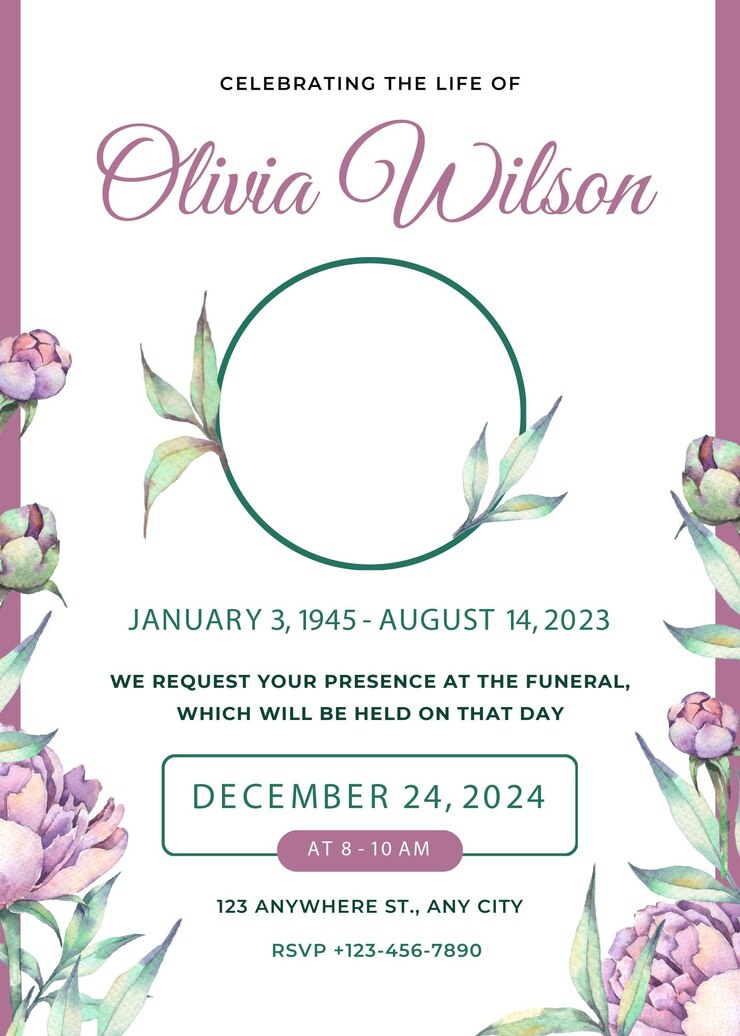 Vector invitación al funeral conmemorativo