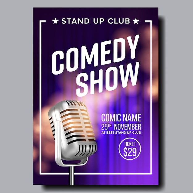 Invitación al póster de comedia en el club