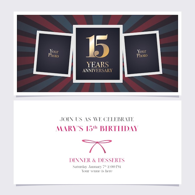 Invitación de aniversario de 15 años.