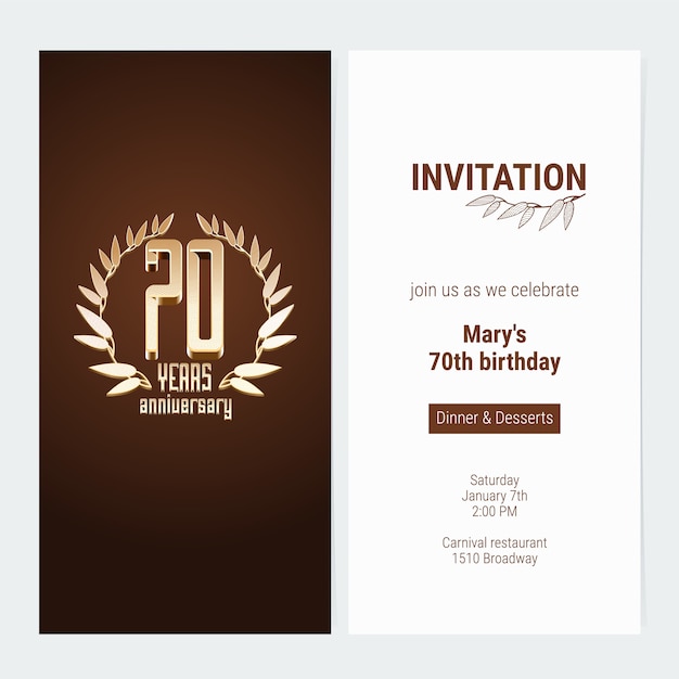 Invitación aniversario 70 años