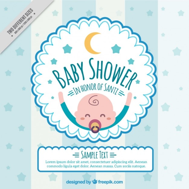 Invitación para baby shower con bebé feliz