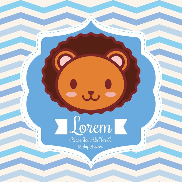 invitación de baby shower con el icono de León