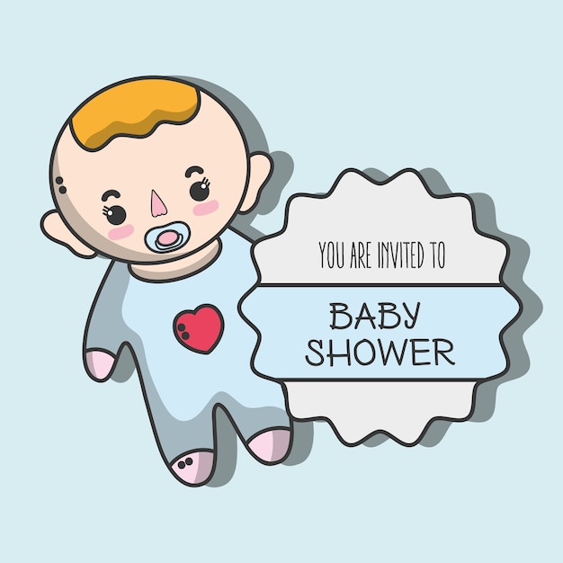 Vector invitación de baby shower para el nacimiento de un niño