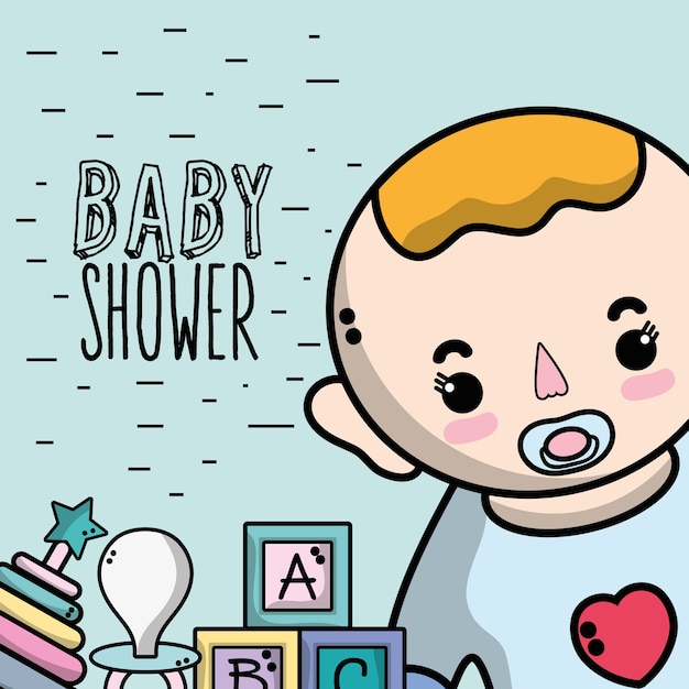 Vector invitación de baby shower para el nacimiento de un niño