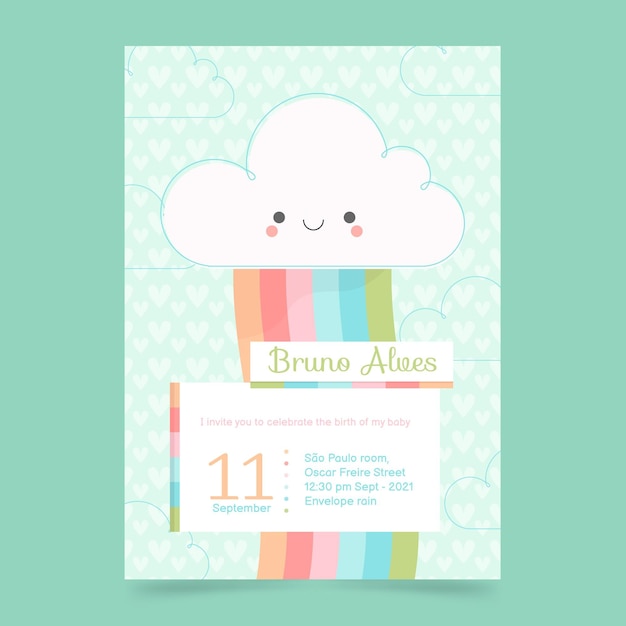 Invitación para baby shower orgánica plana chuva de amor