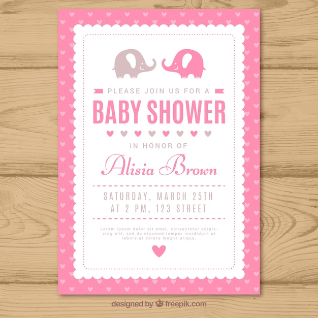 Invitación de baby shower rosa