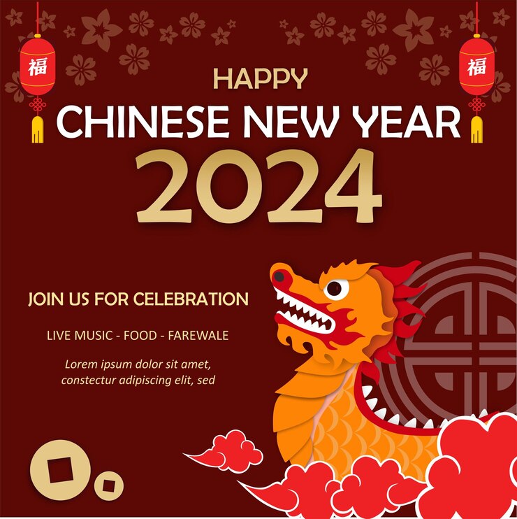 invitación de banner para el año nuevo chino de 2024