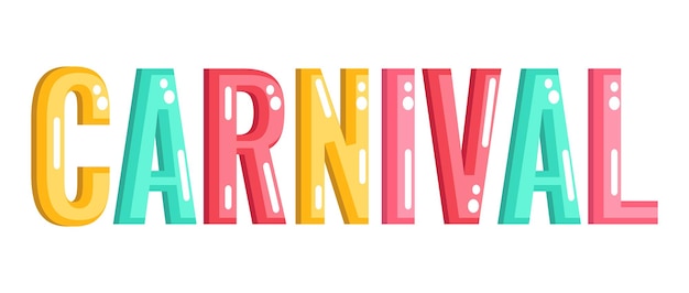 Invitación de banner de letras de carnaval anunciar fiestas y carnavales texto brillante colorido