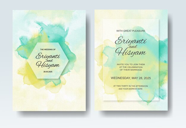 Invitación de boda con acuarela abstracta splash