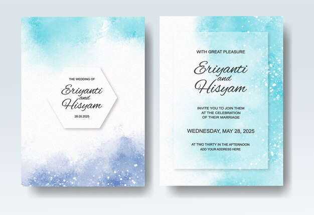 Invitación de boda con acuarela abstracta splash