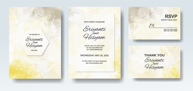 Invitación de boda con acuarela abstracta splash